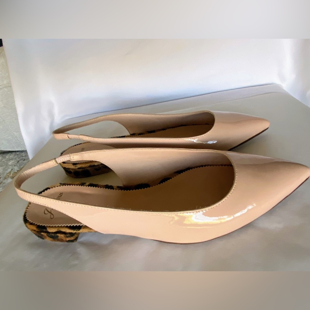 J. Crew Slingback Patent Flats in Calf Hair NIB